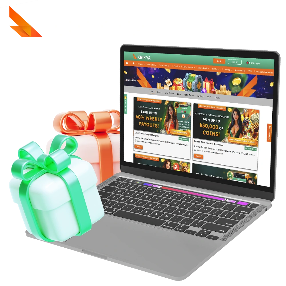 Get more benefits with Krikya bonuses and promotions.