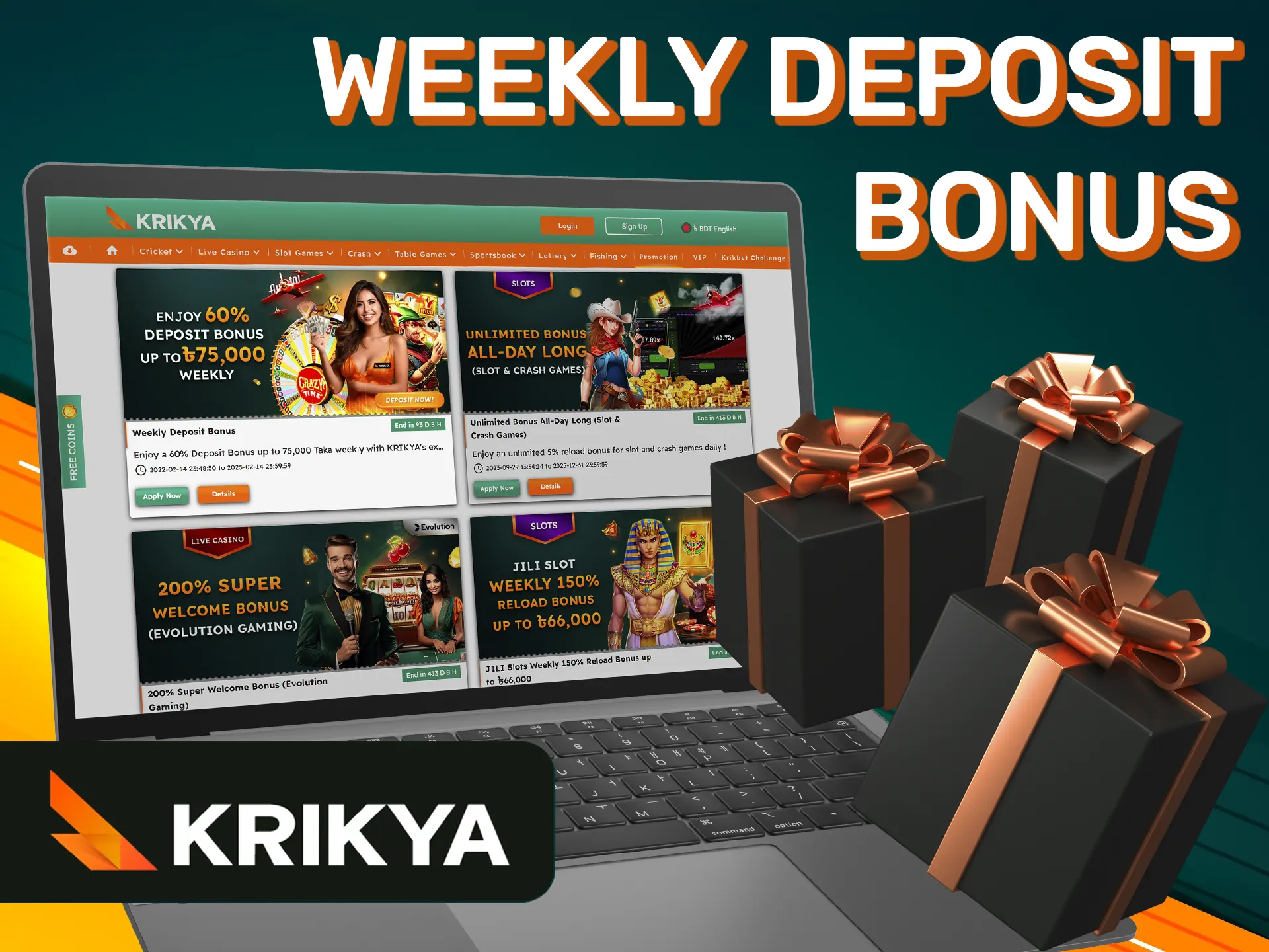 Maximize your winnings with weekly deposit bonus at Krikya.