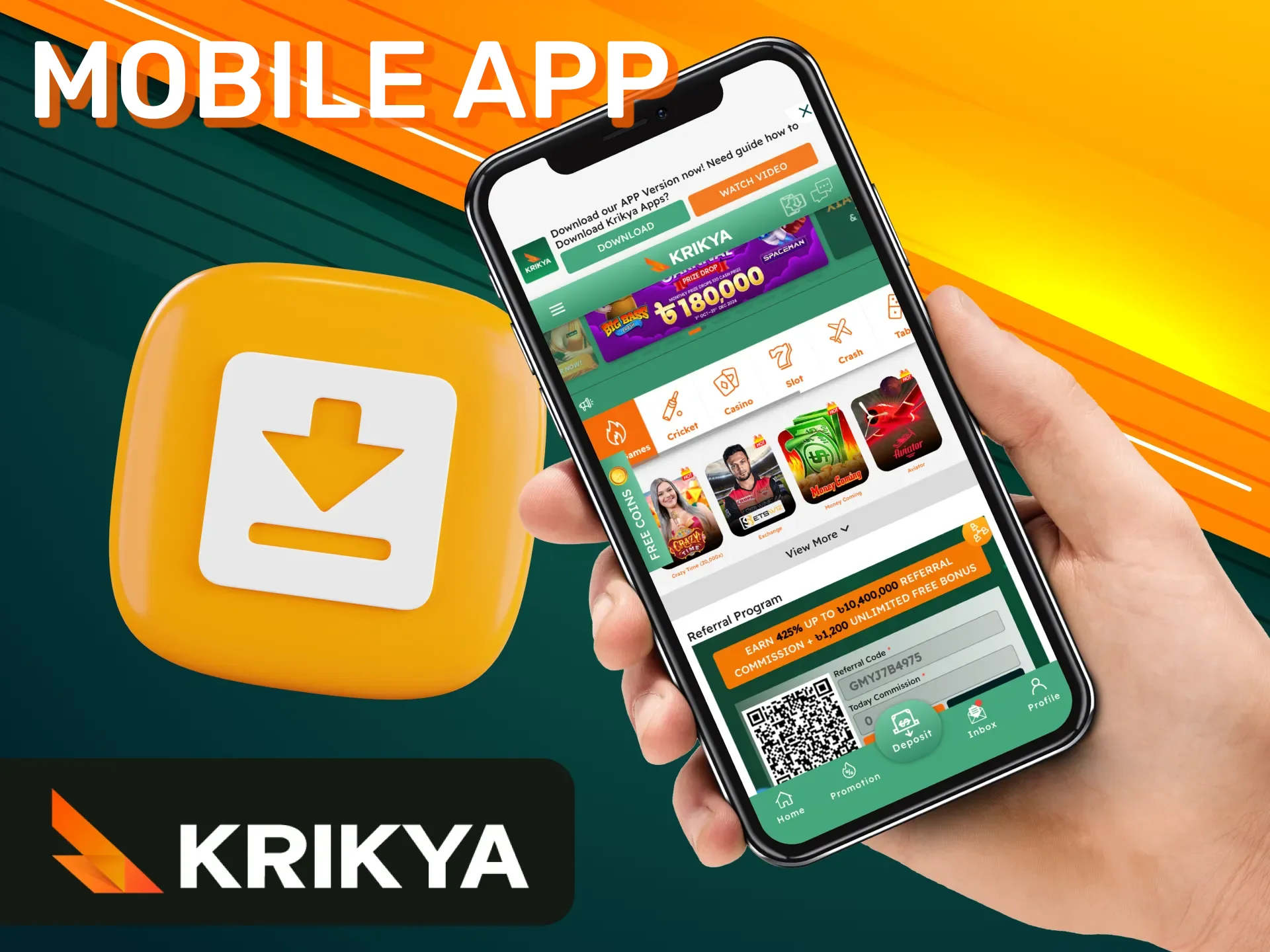 Download the Krikya Casino mobile app for easy access to games and exclusive offers on your smartphone in Bangladesh.