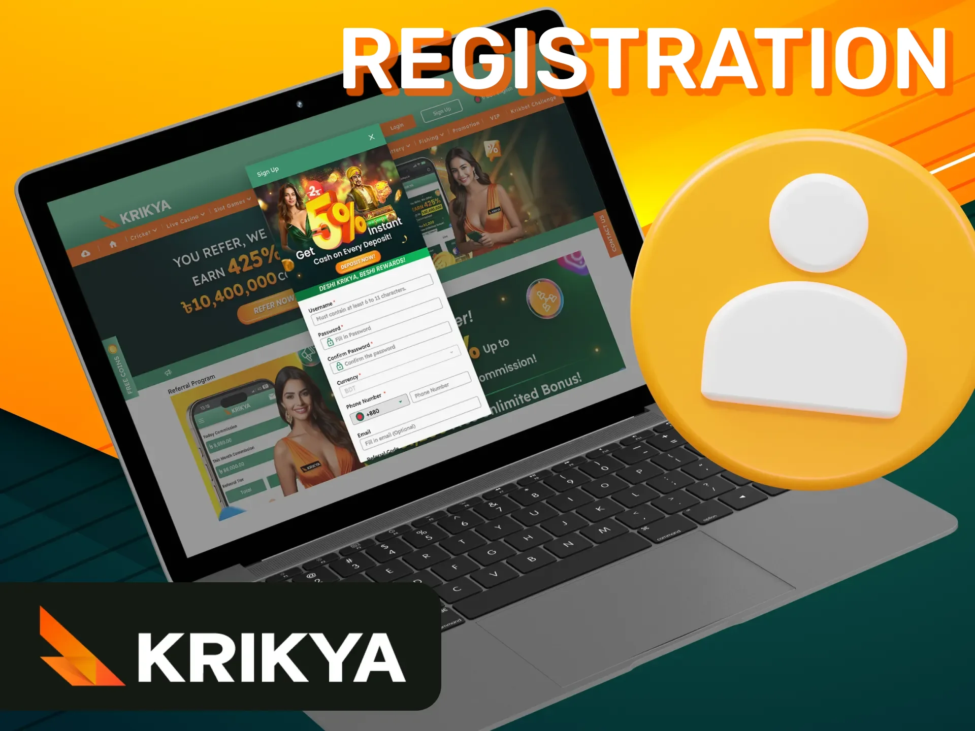 Quick registration guide for Bangladeshi players at Krikya Casino, offering easy steps to sign up and claim exclusive bonuses.